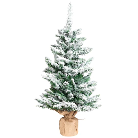 3ft. Unlit Frosted Pine Artificial Christmas Tree in Burlap Base